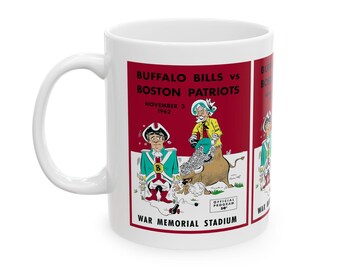 Vintage 1962 Football Buffalo Bills-Boston Patriots Ceramic Mug, Sports Fan Gift, Retro Football Team Cup, 11oz 15oz, Football Collectible