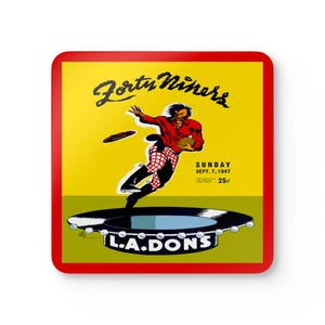 1947 Vintage Forty Niners - Los Angeles Dons Football Program Cover - Corkwood Coaster Set