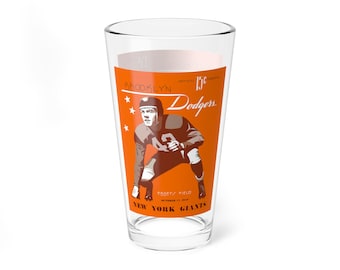 Mixing Glass, 16oz - 1943 Football Brooklyn Dodgers-New York Giants, Vintage Sports Fan Gift, Barware Decor, Retro Baseball Memorabilia,