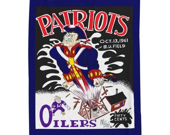 Vintage Boston Patriots-Houston Oilers Football Program Cover Velveteen Plush Blanket - Retro Sports, Football  Fan Gift, Football Game Day