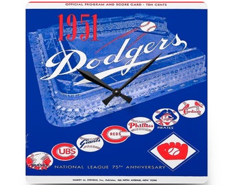 1951 Vintage Brooklyn Dodgers Baseball Program Cover - Acrylic Wall Clock