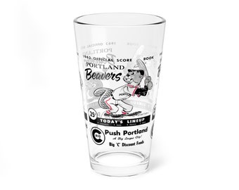 1963 Portland Beavers Baseball Scorebook Cover  -  Pint Glass, 16oz