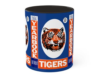 1964 Vintage Detroit Tigers Baseball Yearbook Cover - Colorful Mug, 11oz