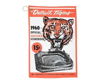 Vintage 1960 Baseball Detroit Tigers Golf Towel, Sports Fan Gift, Retro Sports Towel, Baseball Lover Gift, Detroit Tigers Merchandise