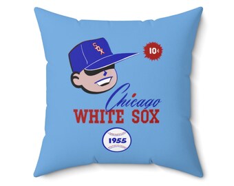 1955 Vintage White Sox Baseball Scorecard Cover - Indoor  Pillow