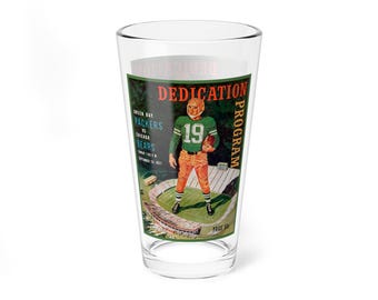 Mixing Glass, 16oz - Vintage 1957 Football Packers-Bears Design - Cocktail Tumbler, Barware, Bar Accessories, Sports Fan Gift, Retro