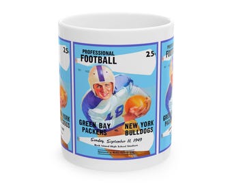 Vintage 1949 Football Packers-Bulldogs Ceramic Mug, Sports Fan Gift, Retro Team Logo Drinkware, Football Memorabilia Coffee Cup, Father's