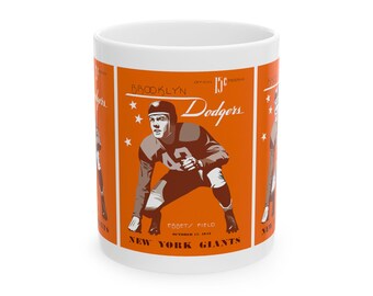 Brooklyn Dodgers Football Program Ceramic Mug, Vintage Sports Fan Gift, Baseball History Collectible Cup, 11oz