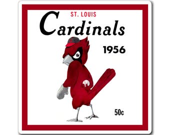 Magnets, Vintage 1956 Cardinals Baseball Yearbook Design, Sports Memorabilia, Fridge Decor, Baseball Fan Gift, Retro Magnet Set, Sports