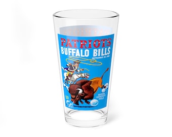 Mixing Glass, 16oz - 1960 Football Boston Patriots-Buffalo Bills, Vintage Sports Fan Gift, Barware Decor, Sports Memorabilia, Game Day