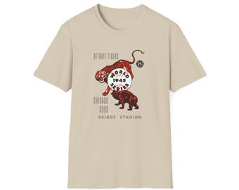 Vintage Detroit Tigers - Chicago Cubs 1945 World Series Program Softstyle T-Shirt, Baseball Fan Gift, Retro Sports Tee, Baseball