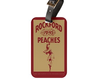 1945 Rockford Peaches Baseball Luggage Tag | Vintage Baseball