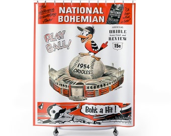 1954 Vintage Baltimore Orioles Scorebook Cover - Shower Curtain
