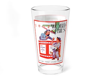 Mixing Glass, 16oz - 1942 Baseball World Series Yankees-Cardinals, Sports Memorabilia Gift, Barware Collectible, Baseball Fan Gift, Vintage