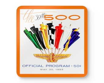 1955 Vintage Indianapolis 500 Racing Program Cover - Corkwood Coaster Set