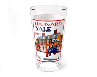 Mixing Glass, 16oz - 1956 Football Harvard Yale, Vintage Sports Barware, Retro College Game Day Drinkware, Gift for Alumni, Football Fan