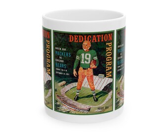 Vintage Football Ceramic Mug, 1958 Green Bay Packers Chicago Bears, Sports Fan