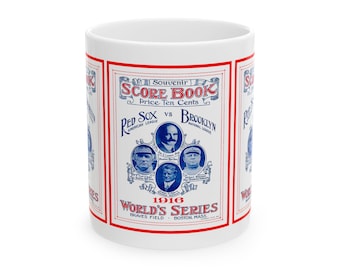 Vintage Baseball 1916 World Series Ceramic Mug, Brooklyn Dodgers vs Boston Red Sox, 11oz, 15oz, Sports Fan Gift, Coffee Cup, Tea Mug