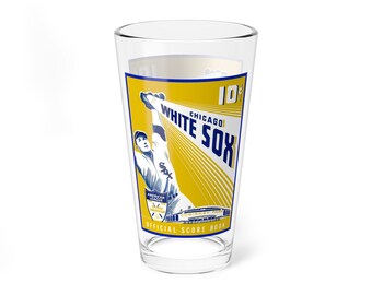 Mixing Glass 16oz - 1951 Baseball Chicago White Sox, Vintage Sports Fan Drinkware, Retro Barware Gift, Cocktail Glassware, Baseball