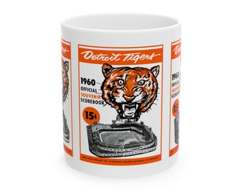 1960 Vintage Detroit Tigers - Tiger Stadium Baseball Program Cover - Ceramic Mug, 11oz