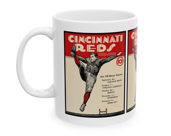 Ceramic Mug, 1934 Football Cincinnati Reds, Vintage Sports Drinkware, Sports Fan Gift, Baseball Team Mug, Retro Baseball Fan Cup, Gift for
