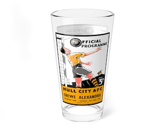 Mixing Glass, Hull City AFC - Crewe Alexandra Football Fan Gift, 16oz Cocktail Glassware, Soccer Enthusiast Barware, Sports Lover Gift,