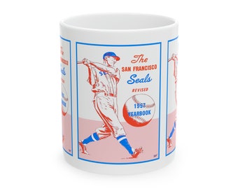 1957 Vintage San Francisco Seals Baseball Yearbook Cover - Ceramic Mug, 11oz