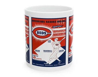 1939 Vintage Cincinnati Reds Baseball Score Book Cover Cover - Ceramic Mug, 11oz