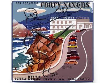 1949 Vintage San Francisco 49ers - Buffalo Bills - Football Program Cover - Acrylic Wall Clock