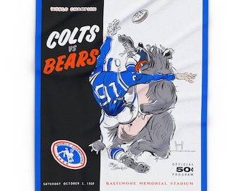 Throw Blanket 1959 Baltimore Colts vs Chicago Bears Football Game, Football Fan Gift, Winter Home Decor, Cozy Sofa Throw, Football Blanket,