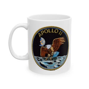 Taza de cerámica con parche de vuelo de la NASA, taza de café del Apolo 11, taza de té de exploración espacial, regalo de astronauta, artículos para beber para amantes de la galaxia, geek de la astronomía