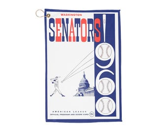Vintage 1960 Baseball Washington Senators Golf Towel - Sports Memorabilia, Gift for Golfers, Baseball Fans, Retro Sports Decor, Golf