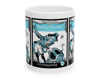 Vintage Boston Patriots Football Chargers Ceramic Mug, Football Sports Fan Gift, Retro Coffee Cup, Football Lover Tea Mug, 11oz 15oz