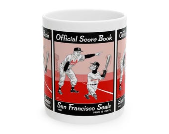 Vintage Baseball Ceramic Mug, 11oz, 15oz - 1957 San Francisco Seals Baseball, Gift for Baseball Fans, Sports Memorabilia, Retro Sports Mug,