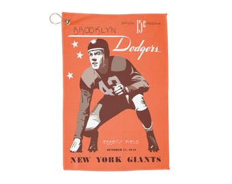 Vintage 1943 Football Brooklyn Dodgers-New York Giants Golf Towels, Sports Towel, Golf Accessories, Gift for Sports Fans, Golf Gifts, Golf