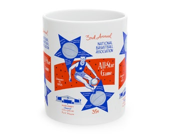 1953 Vintage All-Star Game Basketball Program Cover - Ceramic Mug, 11oz