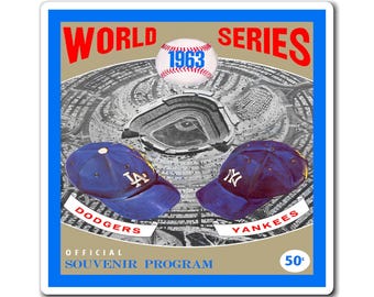Vintage Baseball Magnets, 1963 World Series Program Cover,  Sports Fan Gift, Retro Refrigerator Decor, Souvenir Fridge Magnets, Baseball