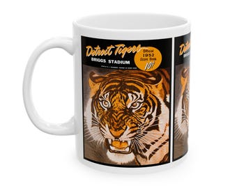 Vintage Detroit Tigers Ceramic Mug, Sports Fan Gift, Baseball Team Memorabilia, 11oz 15oz Cup, 1952 Retro Design