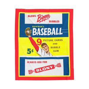 Velveteen Plush Blanket, Throw Blanket, Sports Memorabilia, Baseball Blanket, Cozy Home Decor, 1955 Bowman&#39;s Baseball Cards