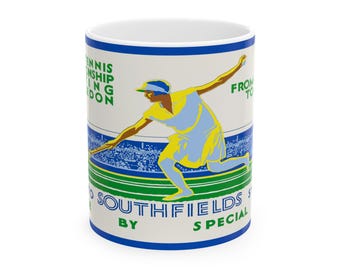 Tennis Wimbledon Mug, Women's Tennis Gift, Tennis Lover Coffee Cup, Sports Fan Tea Mug, Tennis Player Gift, Wimbledon Championship Mug