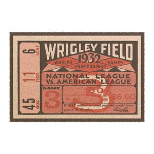 Fußmatte, 1932 Chicago Cubs - New York Yankees Baseball World Series Ticket, Baseball Fan Geschenk, Vintage Sport Dekoration, Hauseingang Matte,