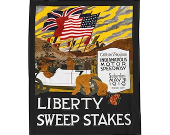 Velveteen Plush Blanket, 1919 Indianapolis 500 Racing, Racing Throw Blanket, Gift for Racing Fans, Cozy Racing Blanket, Home Decor Blanket,