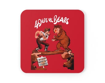 1955 Vintage Chicago Bears - San Francisco 49ers Football Program Cover - Corkwood Coaster Set