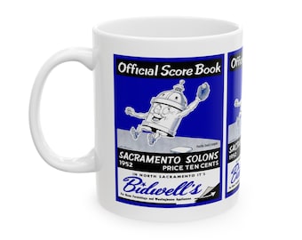 1952 Vintage Sacramento Solons Baseball Score Book Cover - Ceramic Mug, 11oz