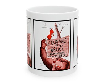 1956 Vintage Chicago Bears - Chicago Cardinals Football Program Cover - Ceramic Mug, 11oz