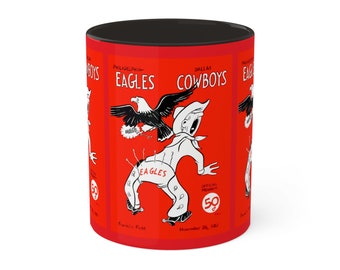1961 Vintage Dallas Cowboys - Philadelphia Eagles Football Program Cover  - Colorful Mugs, 11oz