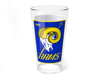 1959 Football Yearbook Mixing Glass, 16oz - Los Angeles Rams Memorabilia, Vintage Sports Barware, Sports Fan Gift, Father's Day Present