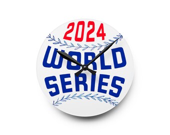 Vintage 2024 Baseball World Series Acrylic Wall Clock, Sports Fan Gift, Unique Home Decor, Man Cave Clock, Custom Sports Clock