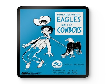1962 Vintage Dallas Cowboys - Philadelphia Eagles Football Program Cover - Corkwood Coaster Set