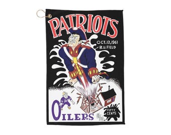 Sports Towel, 1961 Football Boston Patriots-Houston Oilers Design, Golfing Gift, Gym Towel, Workout Accessories, Sports Fan Decor, Golf